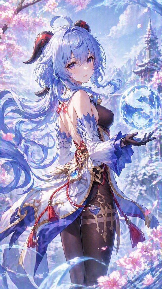Icy Fantasy Anime Woman In Blossom Snow — GPT Image 2 image prompt example