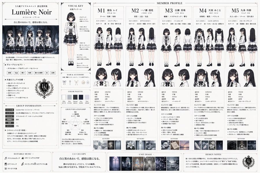 Idol Unit Concept Reference Sheet — GPT Image 2 image prompt example