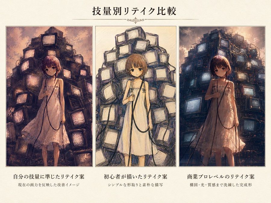 Illustration Retake Comparison — GPT Image 2 image prompt example