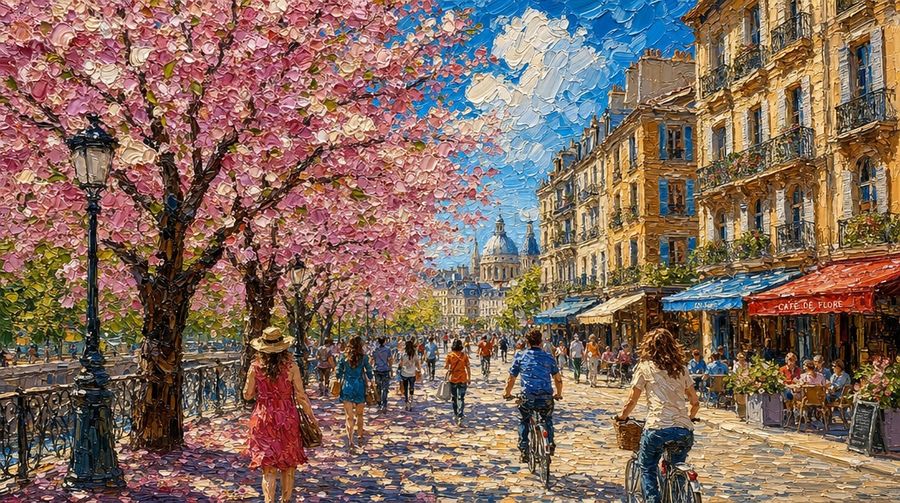 Impasto Spring Paris Boulevard — GPT Image 2 image prompt example
