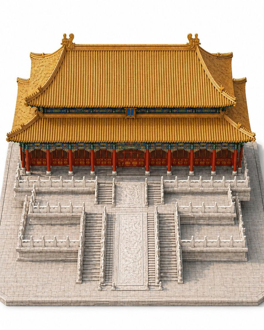 Imperial Chinese Hall Model Render — GPT Image 2 image prompt example