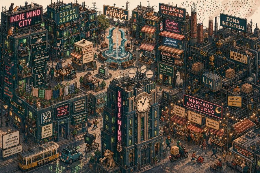 Indie Mind City Isometric Tech District — GPT Image 2 image prompt example
