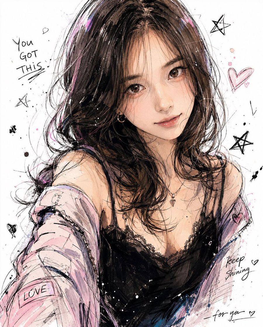 Ink Splatter Manga Sketch Portrait — GPT Image 2 image prompt example