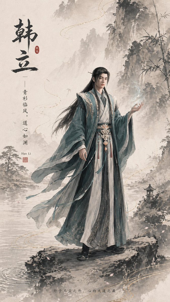 Ink Wash Han Li Character Poster — GPT Image 2 image prompt example