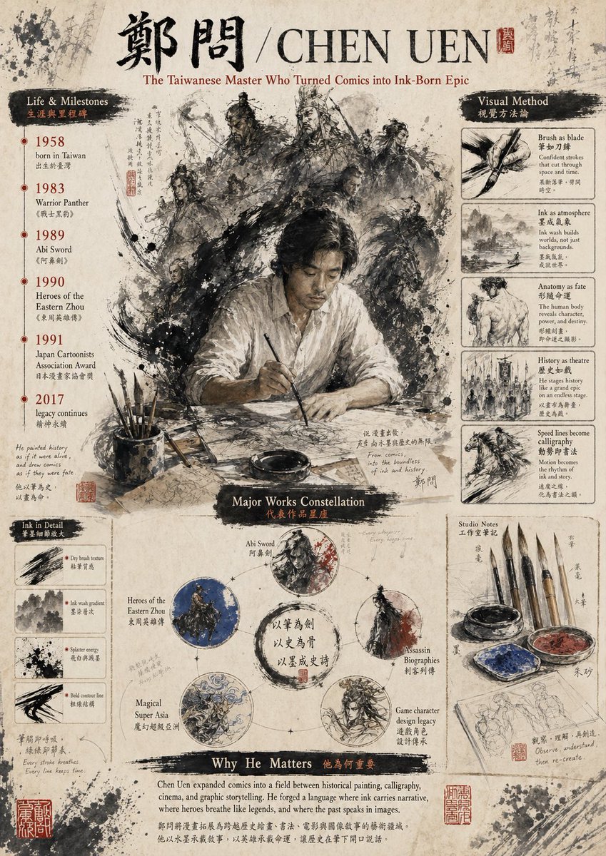 Ink Wash Tribute Poster For Chen Uen — GPT Image 2 image prompt example