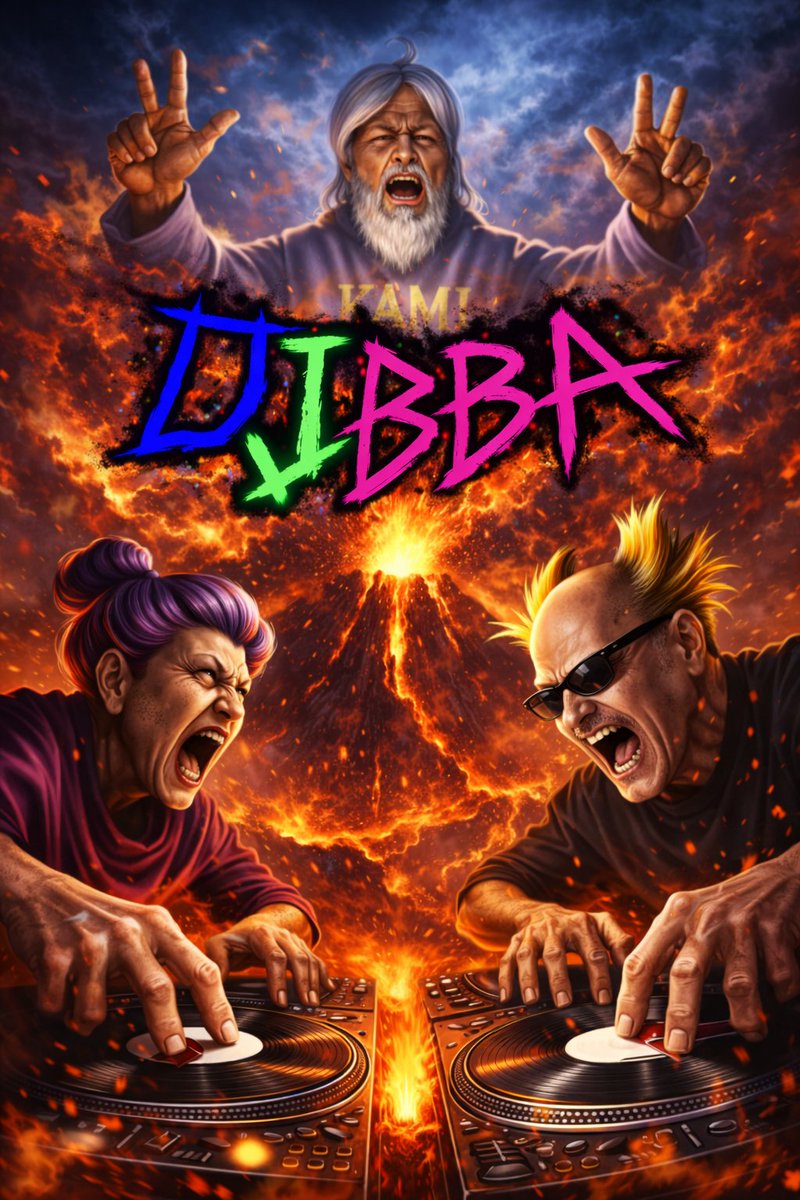 Intense Elderly Dj Volcano Poster — GPT Image 2 image prompt example