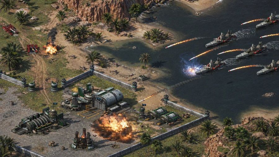 Isometric Coastal Base Attack — GPT Image 2 image prompt example