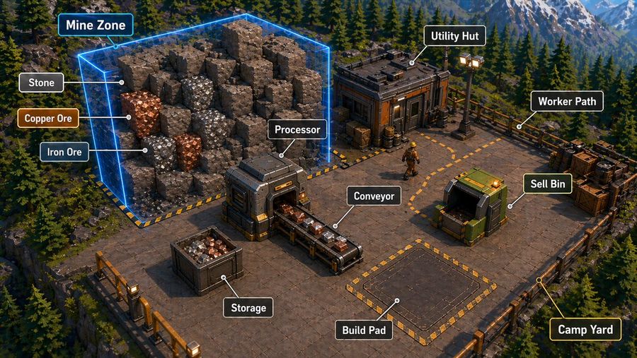 Isometric Mining Outpost — GPT Image 2 image prompt example
