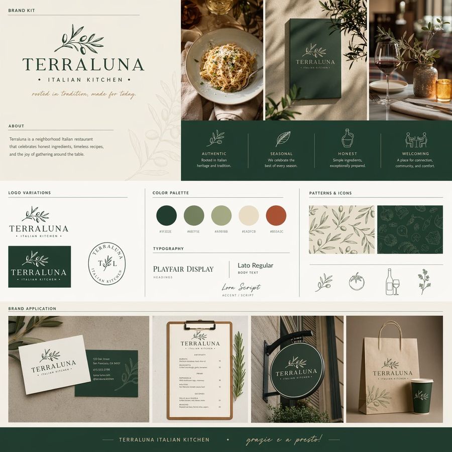 Italian Restaurant Brand Kit Board by @SRKDAN — GPT Image 2 image prompt example