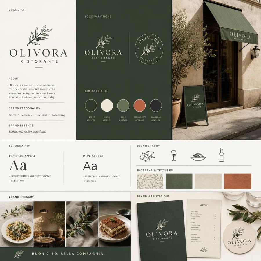 Italian Restaurant Brand Kit Board — GPT Image 2 image prompt example