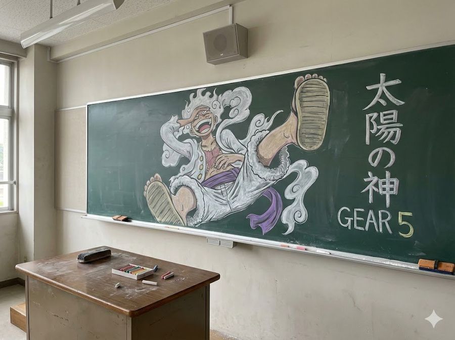 Japanese Classroom Gear 5 Chalk Art — GPT Image 2 image prompt example