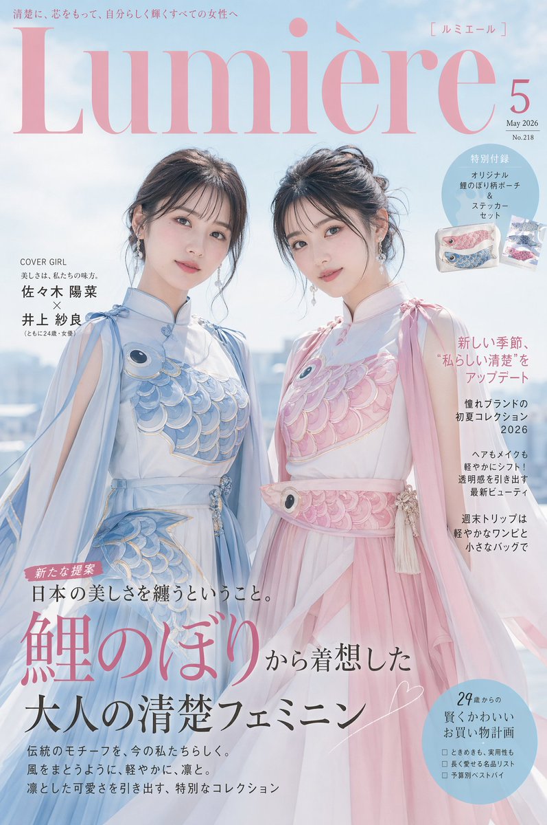 Japanese Fashion Cover With Koinobori Dresses — GPT Image 2 image prompt example