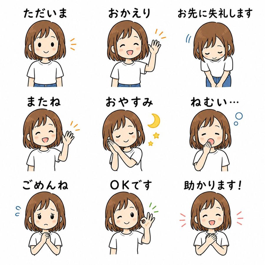 Japanese Line Sticker Sheet — GPT Image 2 image prompt example