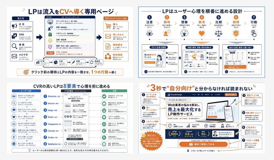 Japanese Lp Conversion Infographic Grid — GPT Image 2 image prompt example