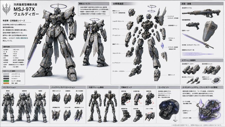 Japanese Mecha Design Sheet — GPT Image 2 image prompt example