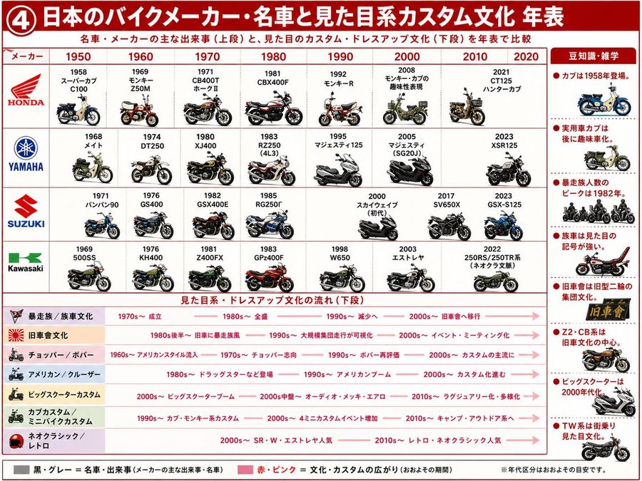 Japanese Motorcycle Timeline — GPT Image 2 image prompt example