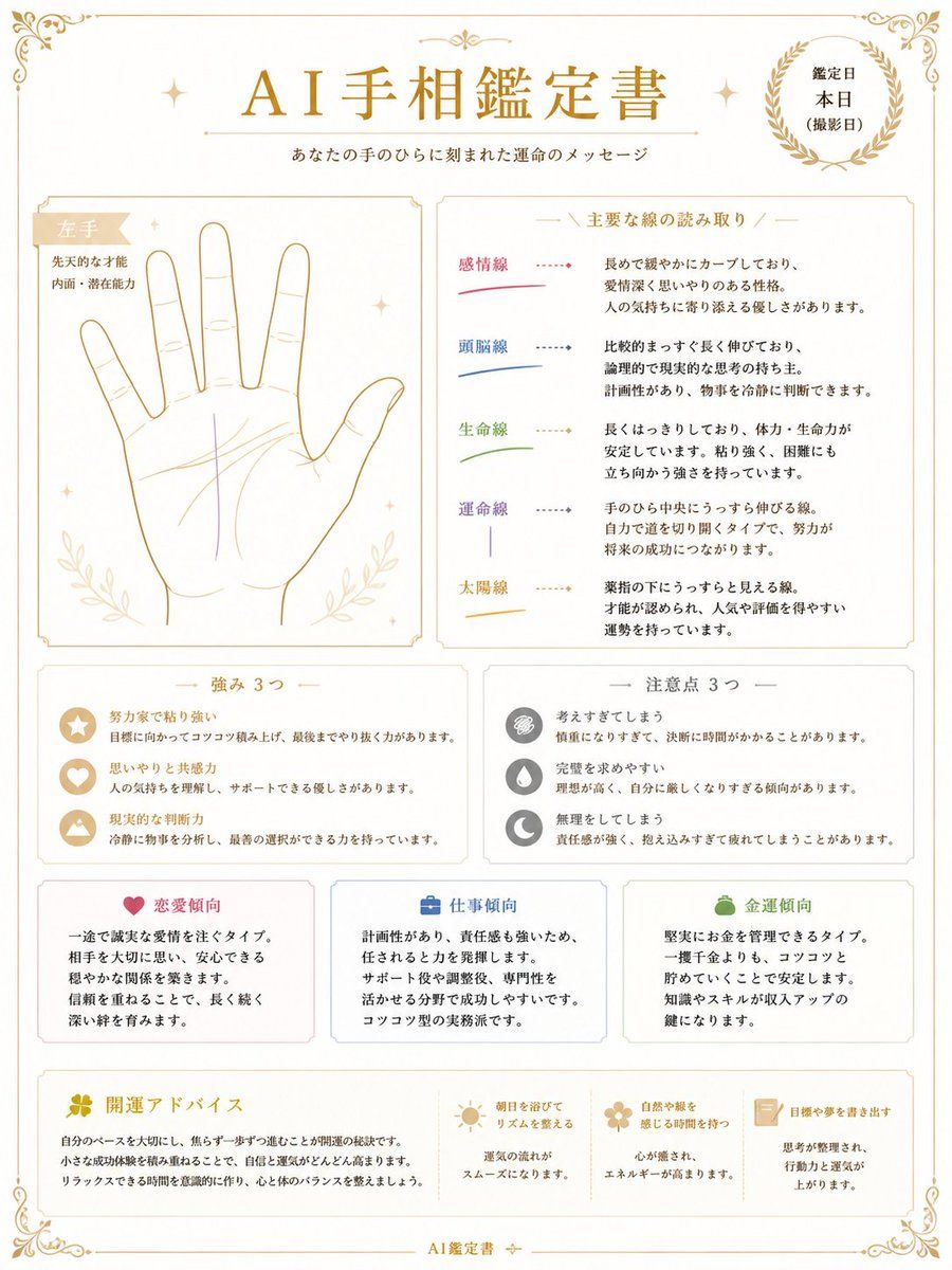 Japanese Palm Reading Certificate — GPT Image 2 image prompt example