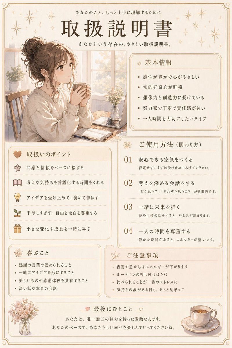 Japanese Personality Manual Poster — GPT Image 2 image prompt example