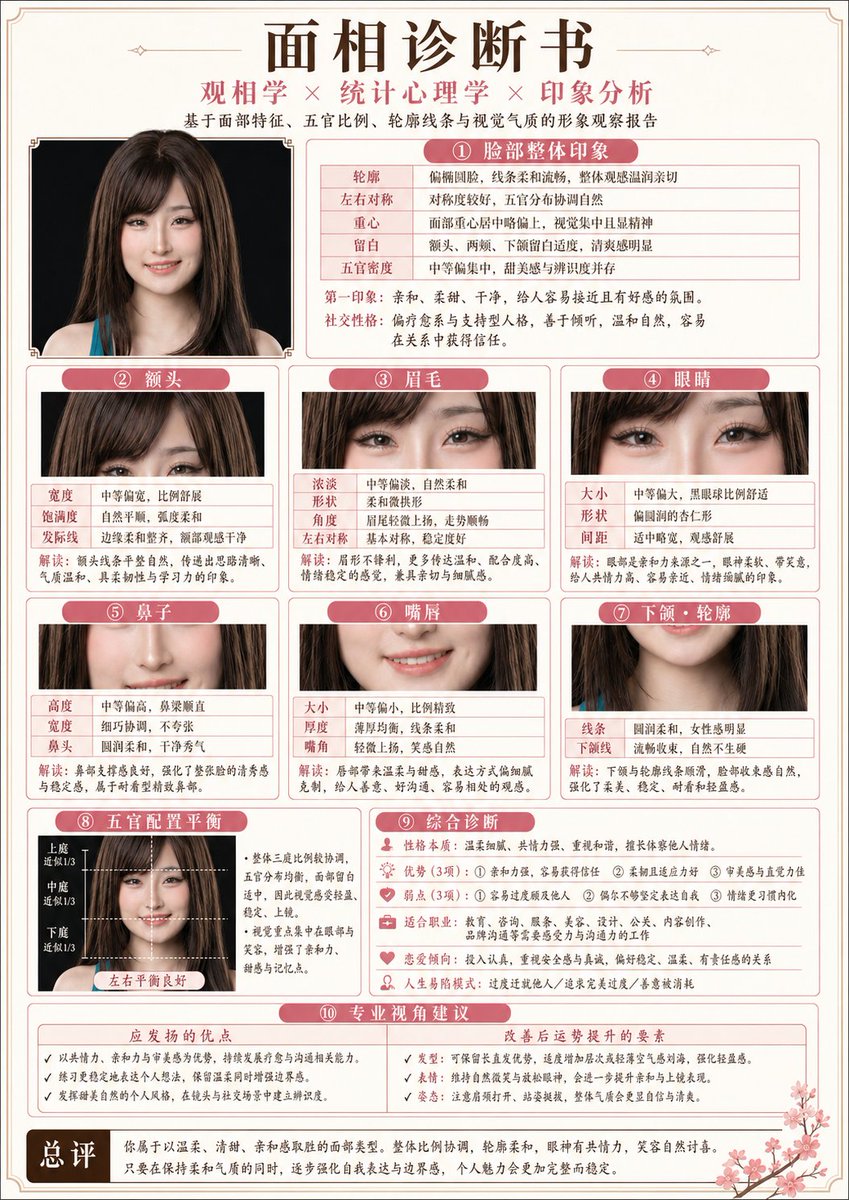 Japanese Physiognomy Diagnostic Poster — GPT Image 2 image prompt example