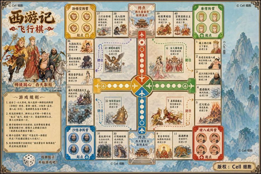 Journey To The West Flying Chess Prompt — GPT Image 2 image prompt example
