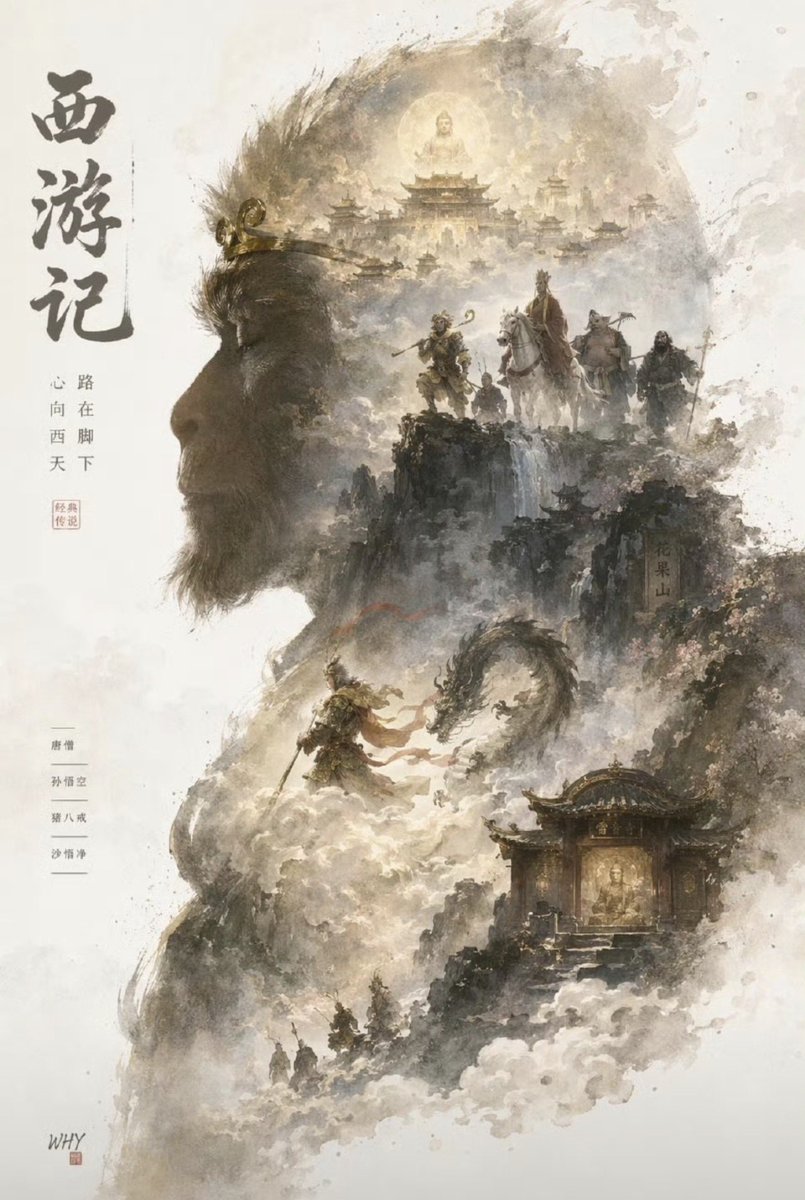 Journey To The West Ink Poster — GPT Image 2 image prompt example