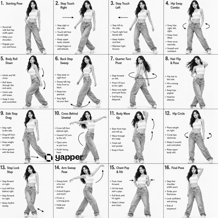 K Pop Choreography Instruction Sheet — GPT Image 2 image prompt example