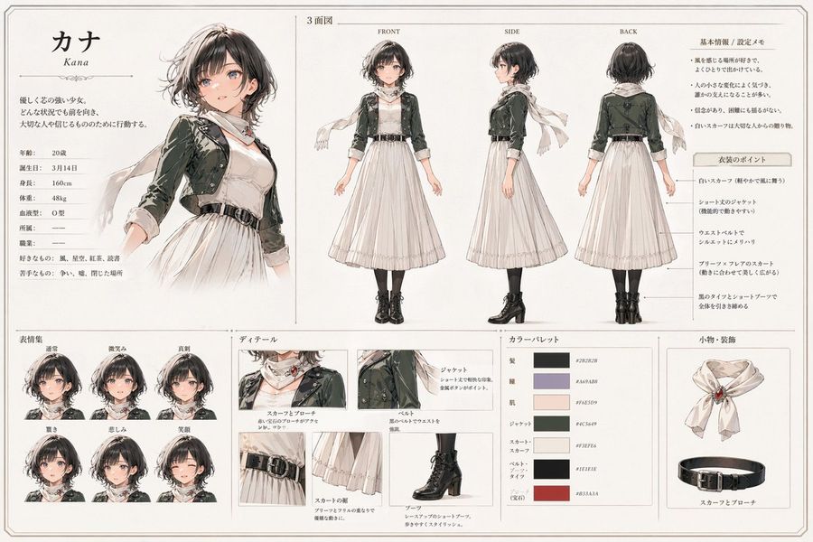 Kana Character Reference Sheet — GPT Image 2 image prompt example