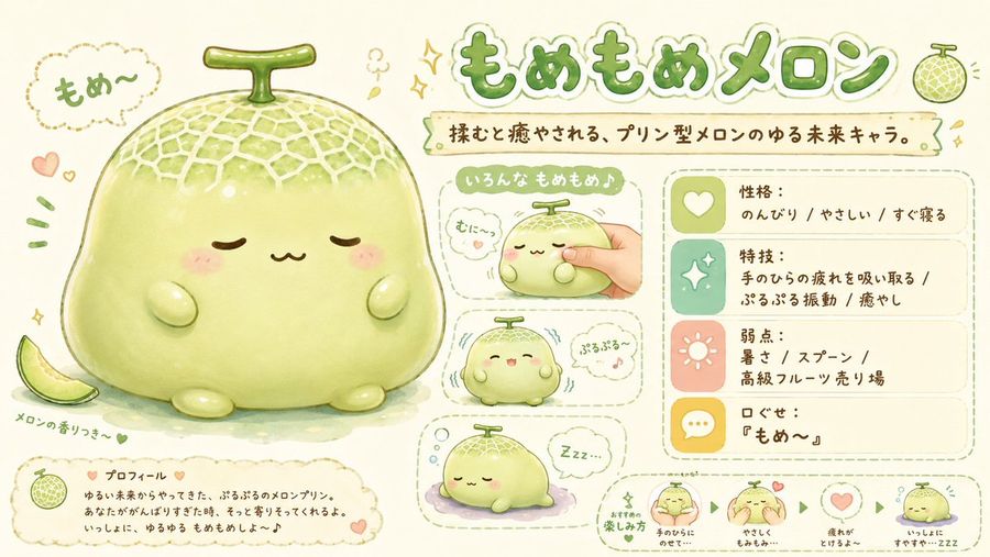 Kawaii Melon Character Sheet — GPT Image 2 image prompt example