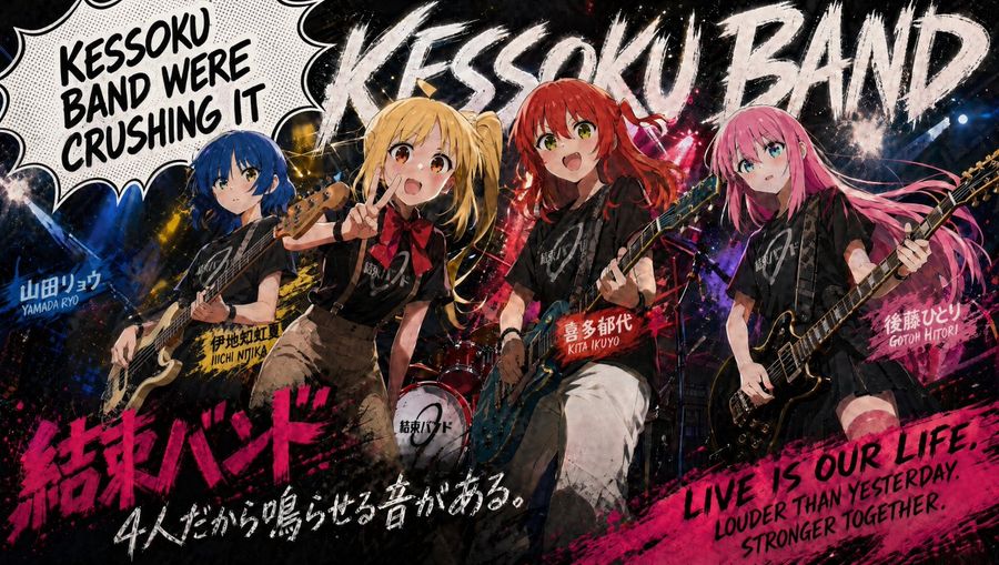 Kessoku Band Gritty Poster — GPT Image 2 image prompt example