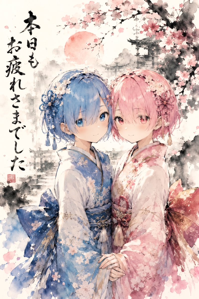 Kimono Sakura Watercolor Anime — GPT Image 2 image prompt example