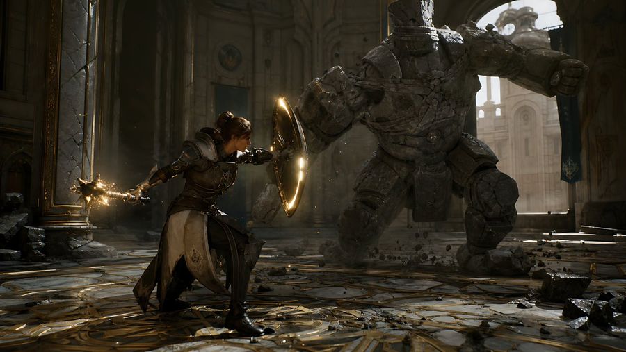 Knight Stone Golem Battle — GPT Image 2 image prompt example