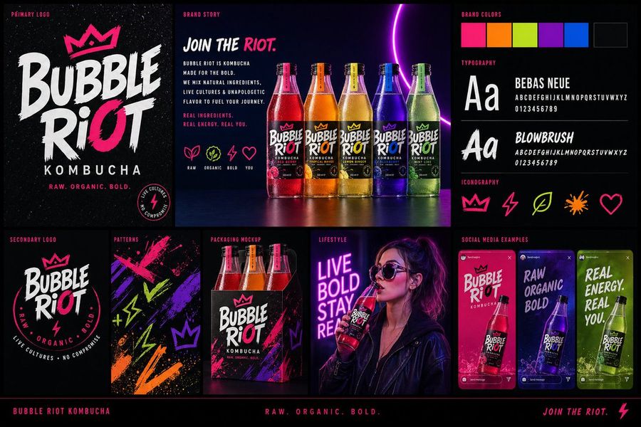 Kombucha Brand Identity Style Guide — GPT Image 2 image prompt example