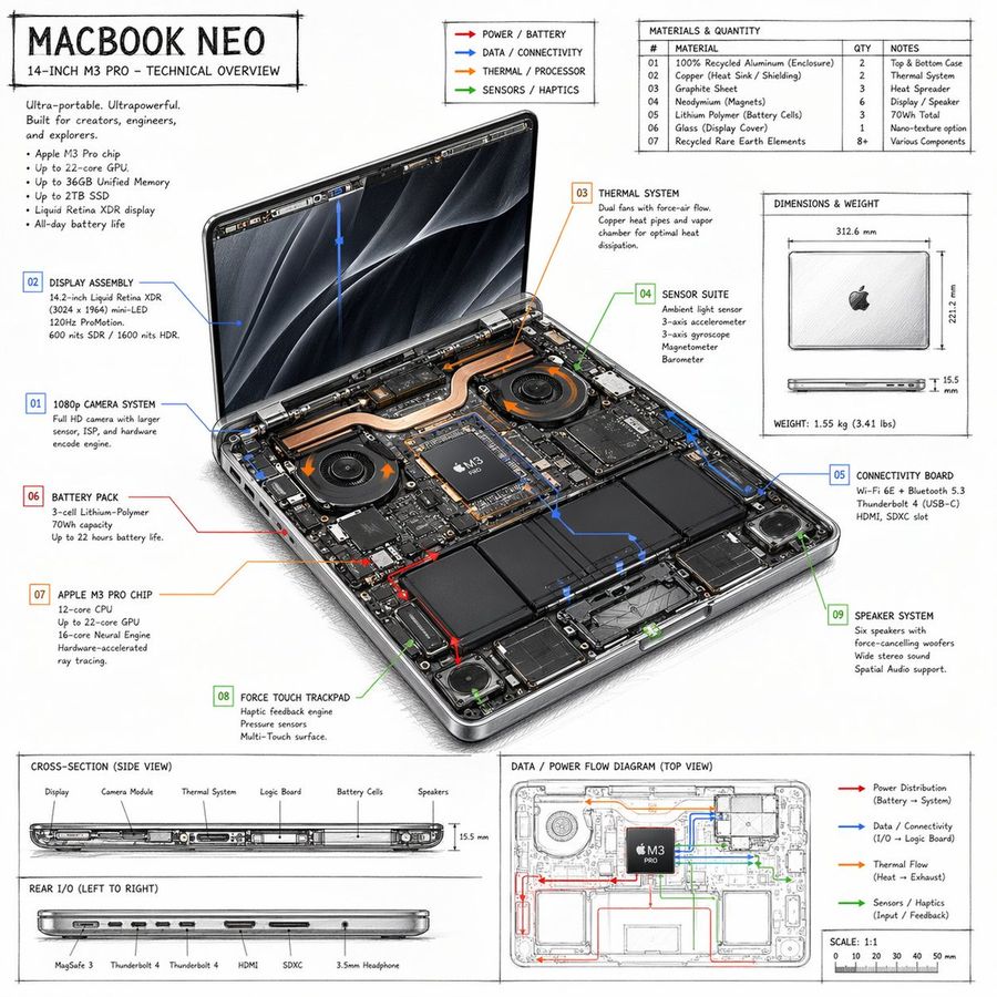 Laptop Technical Overview Infographic — GPT Image 2 image prompt example