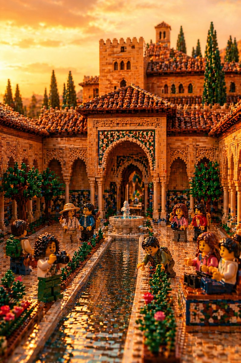 Lego Alhambra Courtyard Sunset — GPT Image 2 image prompt example