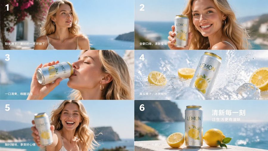 Lemon Drink Ad Storyboard — GPT Image 2 image prompt example