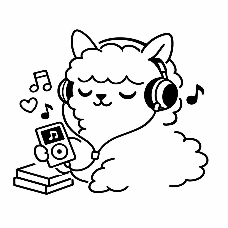 Line Art Animal Listening To Music — GPT Image 2 image prompt example