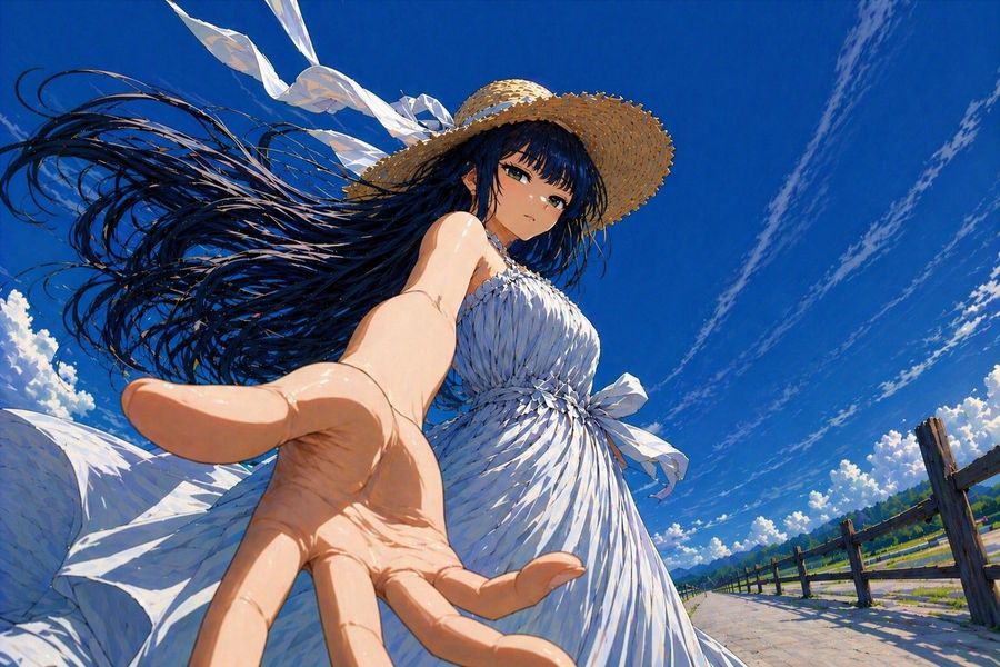 Low Angle Anime Summer Reach — GPT Image 2 image prompt example
