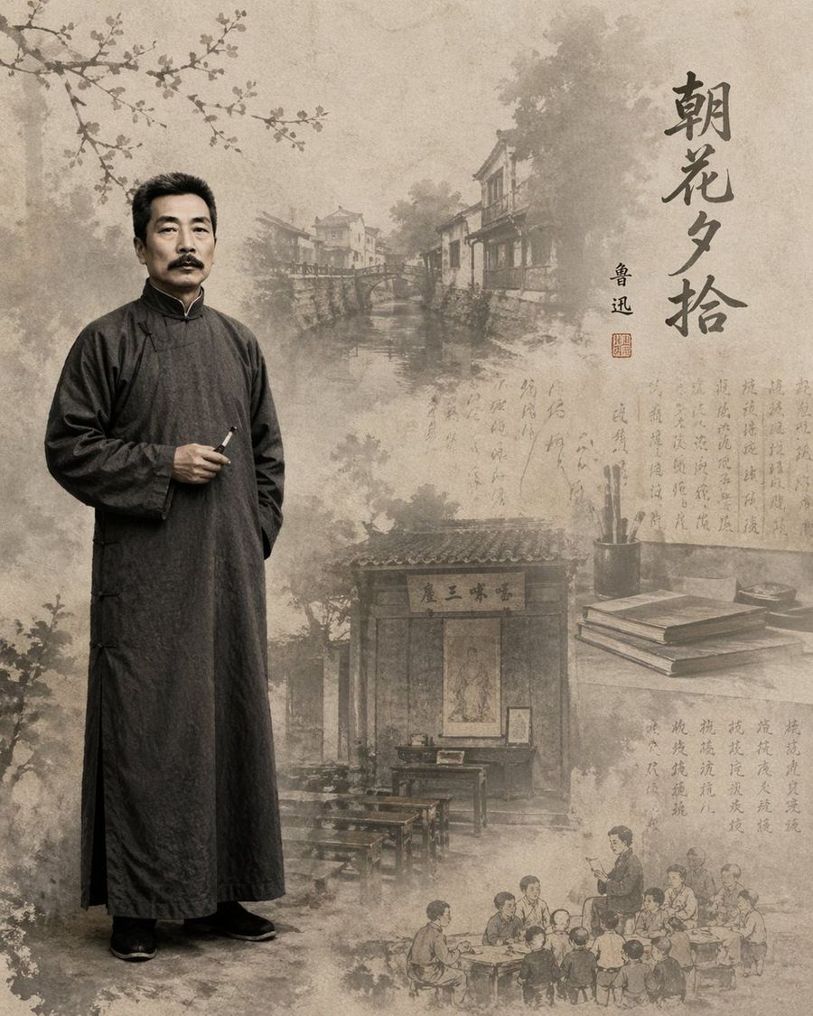 Lu Xun Literature Themed Illustration — GPT Image 2 image prompt example