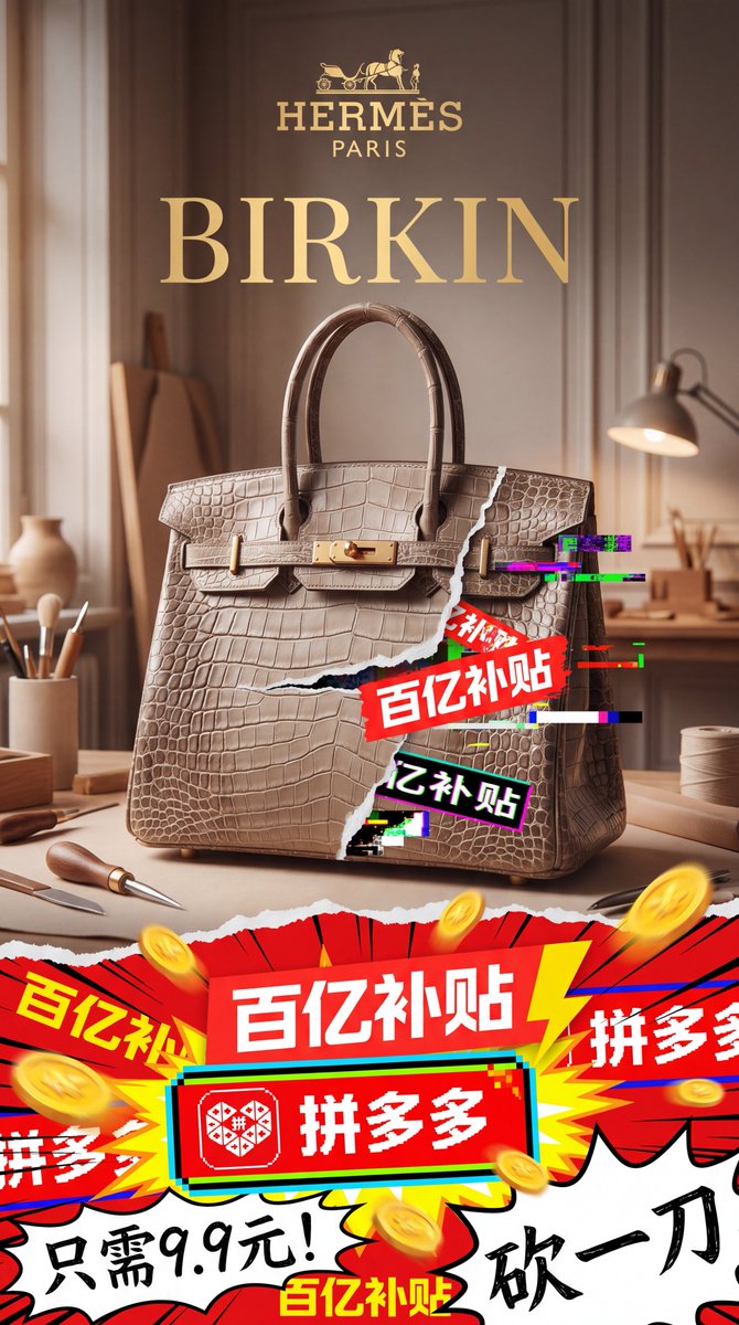 Luxury Bag Meets Discount Chaos Poster — GPT Image 2 image prompt example