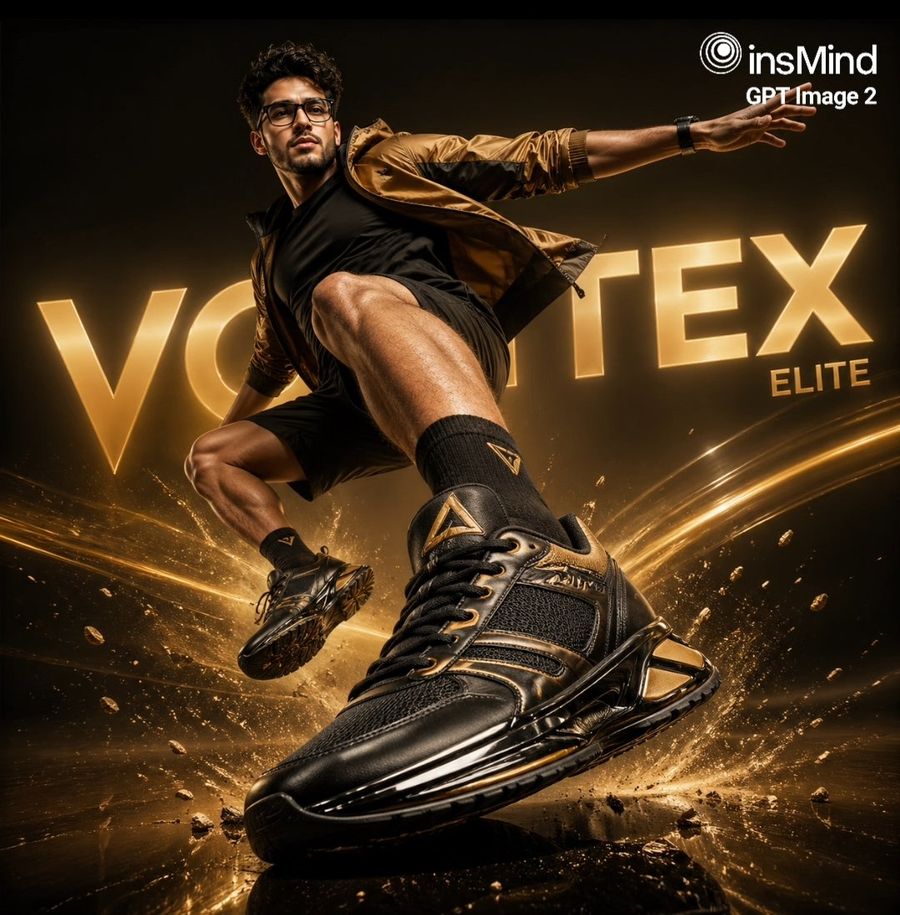 Luxury Black And Gold Sneaker Ad — GPT Image 2 image prompt example
