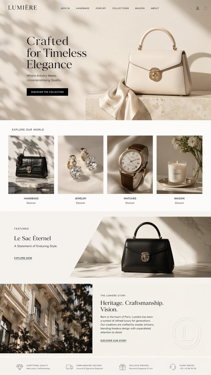 Luxury E Commerce Landing Page Mockup — GPT Image 2 image prompt example