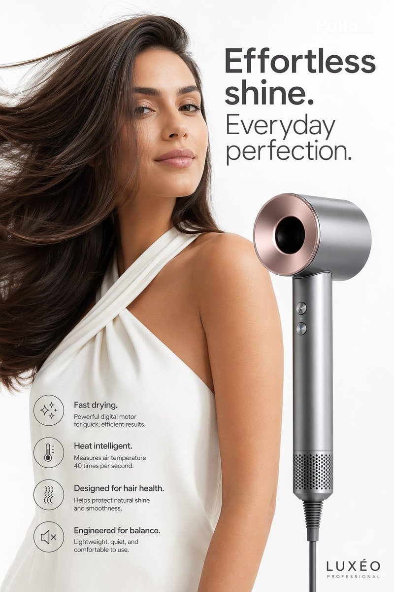 Luxury Hair Dryer Beauty Ad — GPT Image 2 image prompt example