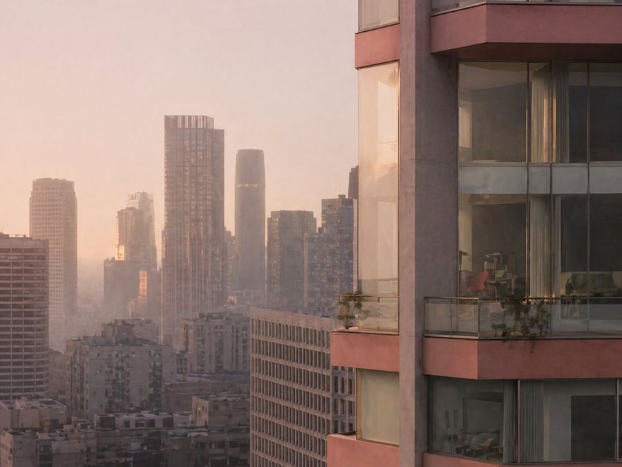 Luxury High Rise At Hazy Sunrise — GPT Image 2 image prompt example