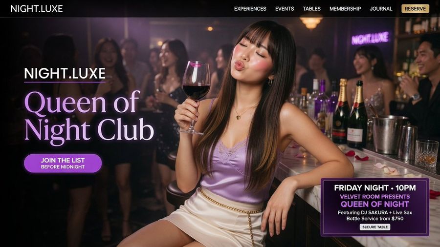 Luxury Nightclub Landing Page by @PeterPanLam1990 — GPT Image 2 image prompt example