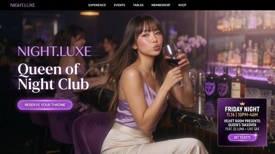 Luxury Nightclub Landing Page — GPT Image 2 image prompt example