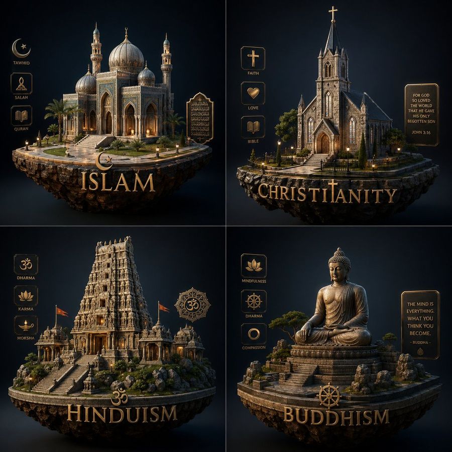 Luxury Religion Concept Poster Grid — GPT Image 2 image prompt example