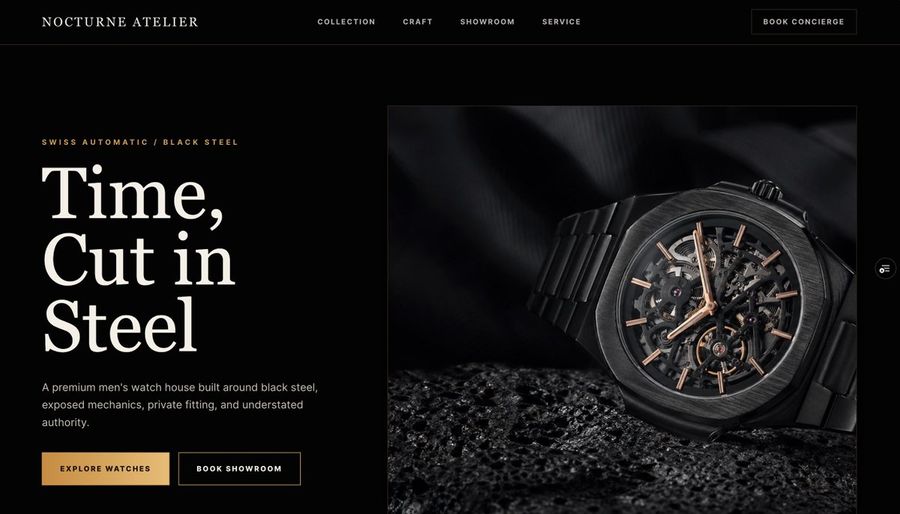 Luxury Watch Hero Web Design — GPT Image 2 image prompt example