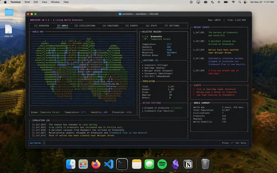Mac Terminal World Sim Tui — GPT Image 2 image prompt example