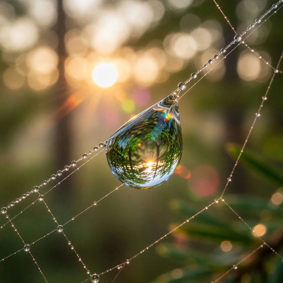 Macro Dewdrop Spider Web — GPT Image 2 image prompt example