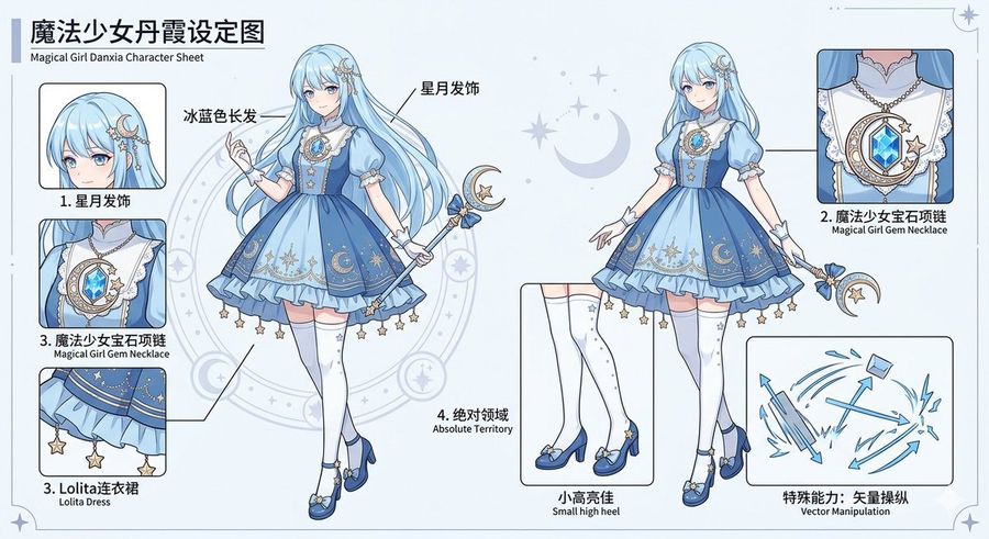 Magical Girl Character Sheet — GPT Image 2 image prompt example